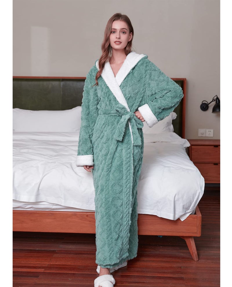 Skilydia Women Hooded Fleece Robe,Lightweight Plush Warm Winter Bathrobes for Women Full Length (Green, Large)â€¦ - Image 5