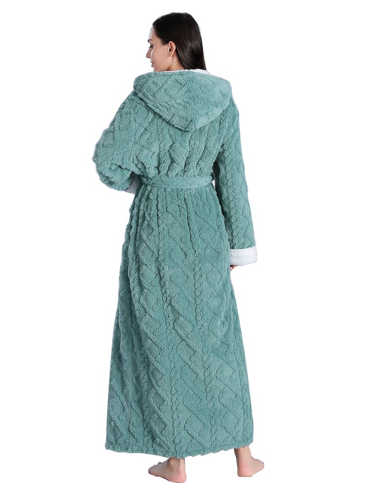 Skilydia Women Hooded Fleece Robe,Lightweight Plush Warm Winter Bathrobes for Women Full Length (Green, Large)â€¦ - Image 4