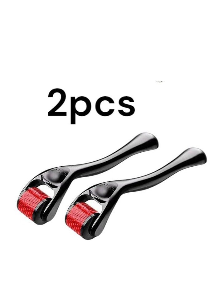 Loquat Skin Roller 2 Pack For Hair Growth - 540 Microneedle 0.50mm for Skin Care System for Women and Men, Ideal to Keep Your Skin Young and Radiant - Titanium Needle Roller for Face and Hair - Image 1