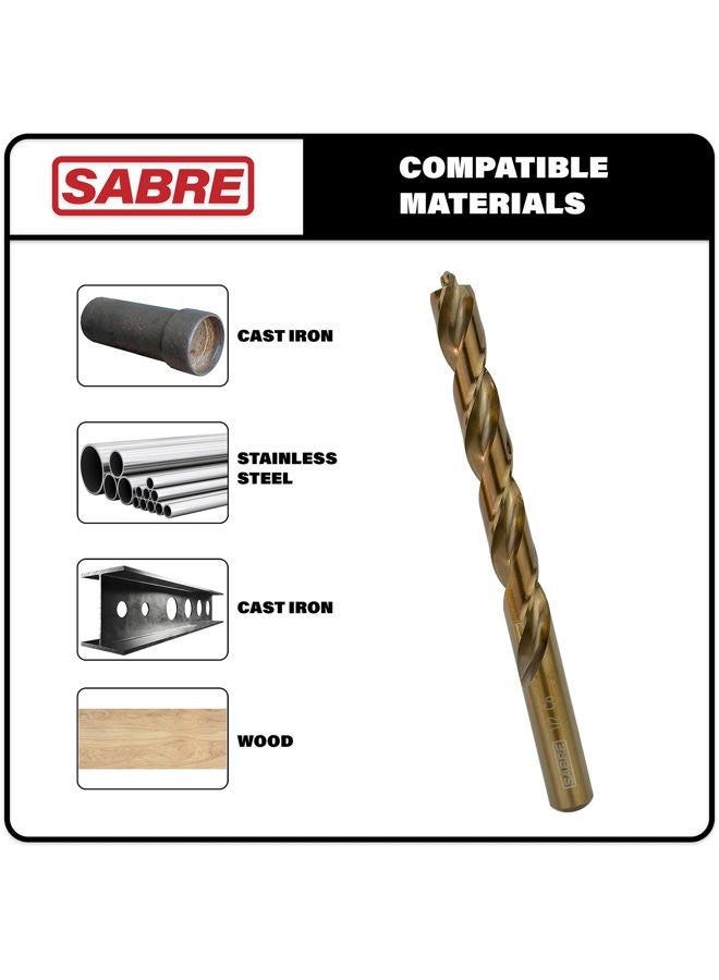 Sabre Tools 1/4 Inch Cobalt Drill Bits – 5pcs Drill Bits for Metal, Premium M35 Cobalt Metal Drill Bit Set, Split Point Tip Cobalt Drill Bits – Heavy-Duty Drill Bits for Steel, Hard Metal, Cast Iron - Image 3
