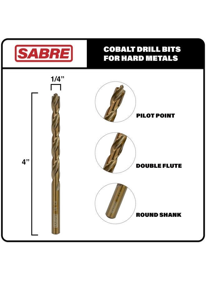 Sabre Tools 1/4 Inch Cobalt Drill Bits – 5pcs Drill Bits for Metal, Premium M35 Cobalt Metal Drill Bit Set, Split Point Tip Cobalt Drill Bits – Heavy-Duty Drill Bits for Steel, Hard Metal, Cast Iron - Image 2