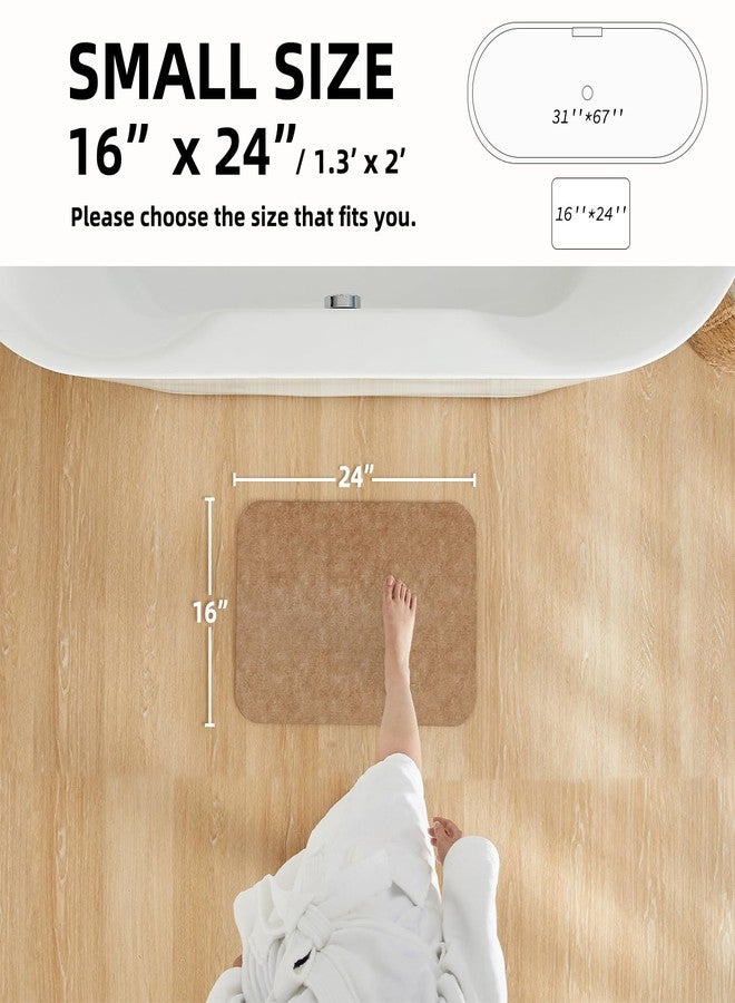 TYUU Bathroom Mat Quick Dry, Bathroom Rugs Non Slip Washable Thin Absorbent Bath Mat Fits Under Door Bathroom Floor Mat Perfect for Bath, Shower, or Sink 16"x24" Camel - Image 2