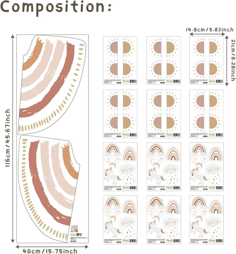 BPA Large Boho Rainbow Wall Decals Set - Image 2