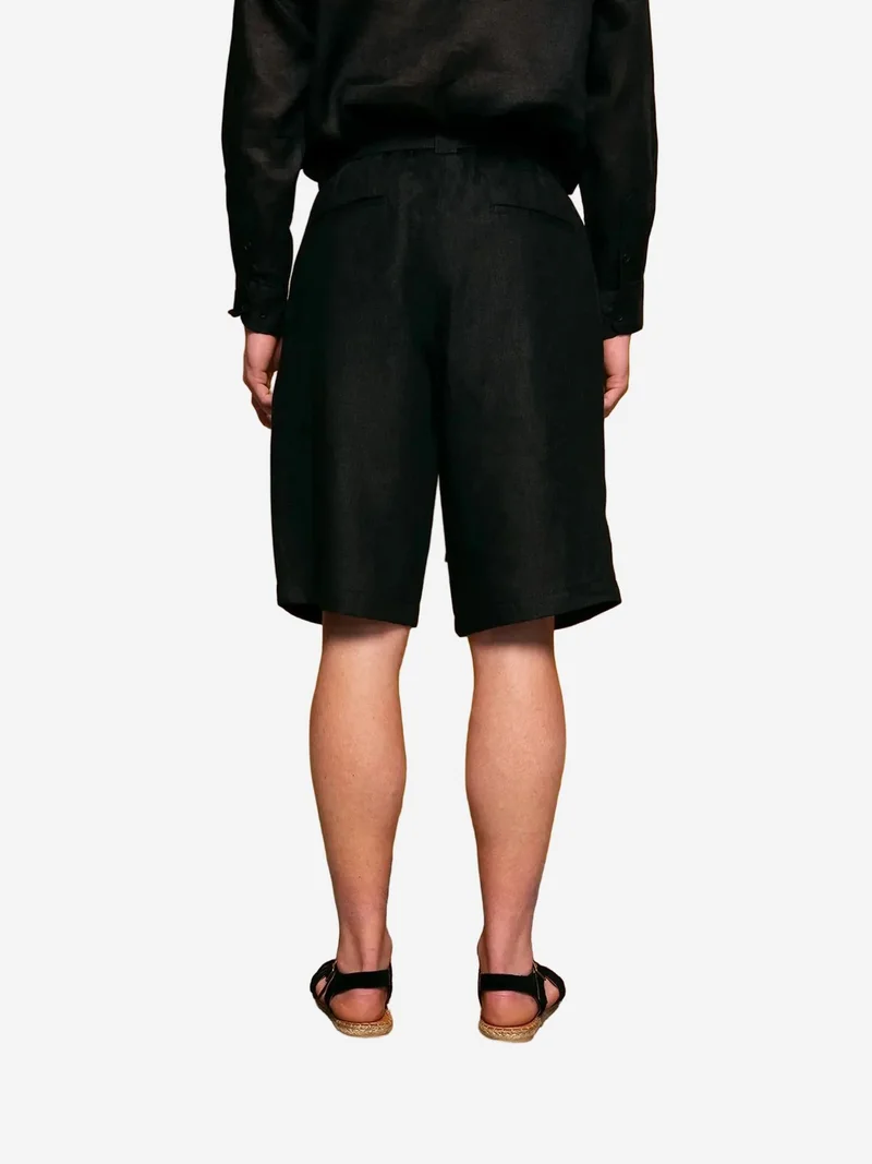 جيستو GIESTO Men's Linen Blend Belted Tailored Shorts