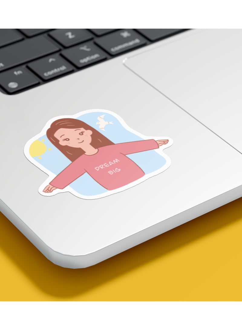 Boomah Accessories 1-Piece Creative Motivation Girl Power Waterproof Vinyl Stickers, Dream Big,  for Laptop , Mobile , Mug , Skateboard , Guitar for kids, adult , girls, nursery 8x6cm - Image 1