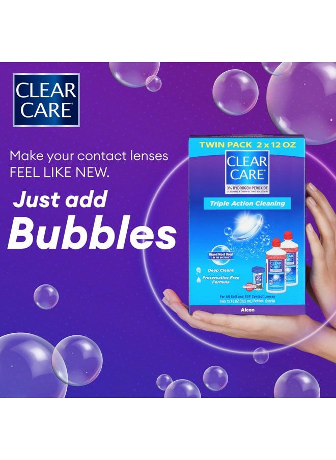 Clear Care Cleaning & Disinfecting Solution with Lens Case, Twin Pack,12 Fl Oz (Pack of 2)  - Image 2