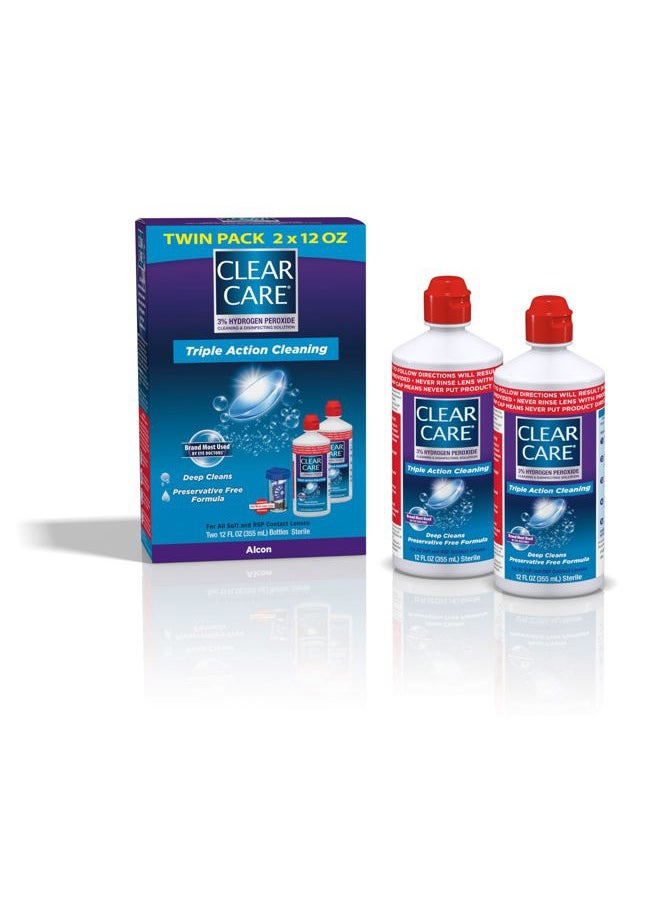Clear Care Cleaning & Disinfecting Solution with Lens Case, Twin Pack,12 Fl Oz (Pack of 2)  - Image 1
