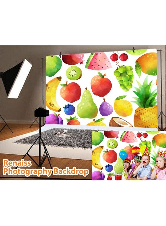Renaiss Summer Fruits Backdrop 7x5ft, Diverse Summer Tropical Fruits Nice Cool Vacation Photography Background Party Banner Photo Booth Props Vinyl Backdrop for Photoshoot - Image 3