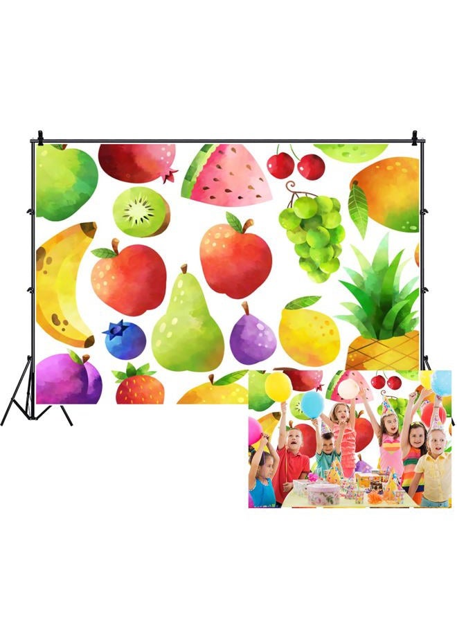 Renaiss Summer Fruits Backdrop 7x5ft, Diverse Summer Tropical Fruits Nice Cool Vacation Photography Background Party Banner Photo Booth Props Vinyl Backdrop for Photoshoot - Image 1