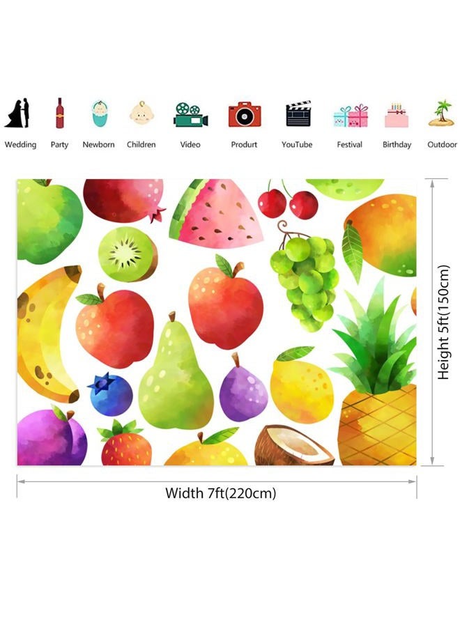 Renaiss Summer Fruits Backdrop 7x5ft, Diverse Summer Tropical Fruits Nice Cool Vacation Photography Background Party Banner Photo Booth Props Vinyl Backdrop for Photoshoot - Image 5