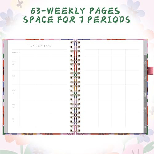 &And Per Se And Per Se Teacher Planner 2025-2026 Academic Year -Teacher Lesson Planner from July 2025 to June 2026, 8.5" x 11", Weekly & Monthly Planning for Teachers with Monthly Tabs, Stickers (Elegant Florals) - Image 4