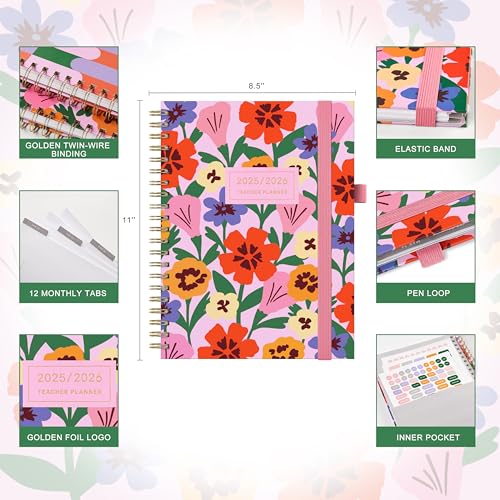 &And Per Se And Per Se Teacher Planner 2025-2026 Academic Year -Teacher Lesson Planner from July 2025 to June 2026, 8.5" x 11", Weekly & Monthly Planning for Teachers with Monthly Tabs, Stickers (Elegant Florals) - Image 2