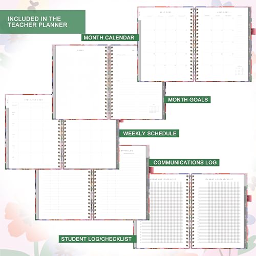 &And Per Se And Per Se Teacher Planner 2025-2026 Academic Year -Teacher Lesson Planner from July 2025 to June 2026, 8.5" x 11", Weekly & Monthly Planning for Teachers with Monthly Tabs, Stickers (Elegant Florals) - Image 5