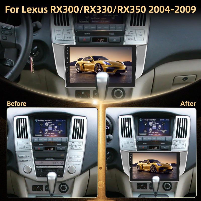 NHOPEEW for Lexus RX300/RX330/RX350/RX400H 2004-2009 Android Radio - [2+64G] 9 inch Touchscreen Lexus Stereo - Wireless Carplay & Android Auto, GPS, 5G/WiFi, Voice Control + AHD Backup Camera + CANBUS - Image 2