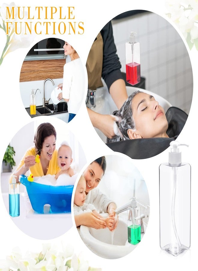 ايرينير عبوة من 20 زجاجة بلاستيكية فارغة سعة 500 مل/16 أونصة قابلة لإعادة التعبئة، عبوات شامبو مزودة بمضخة، زجاجات موزع صابون مربعة خفيفة الوزن للوشن الأساسي والشامبو والبلسم وزيت التدليك (شفاف، أبيض) - Image 4