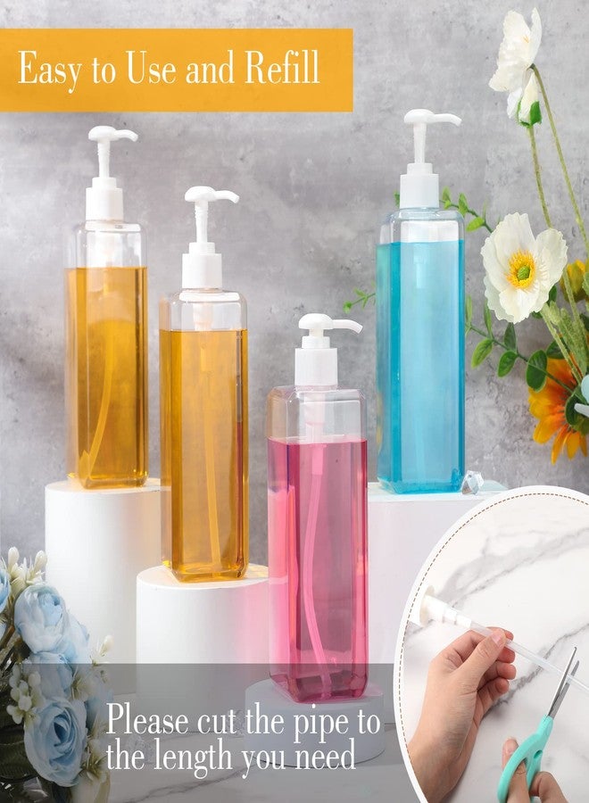ايرينير عبوة من 20 زجاجة بلاستيكية فارغة سعة 500 مل/16 أونصة قابلة لإعادة التعبئة، عبوات شامبو مزودة بمضخة، زجاجات موزع صابون مربعة خفيفة الوزن للوشن الأساسي والشامبو والبلسم وزيت التدليك (شفاف، أبيض) - Image 3