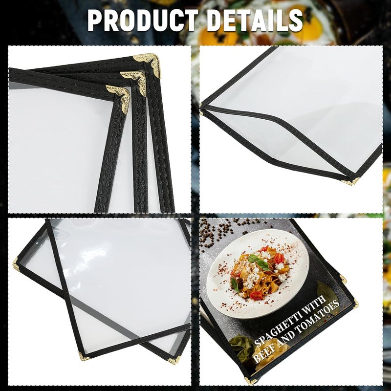 IVWNNN 8.5 x 11 Inch Menu Covers 6 Pack Double Stitched Menu Sleeves Single Page Menu Holder Two Clear Viewing Surfaces Restaurant Menu Covers - Image 5