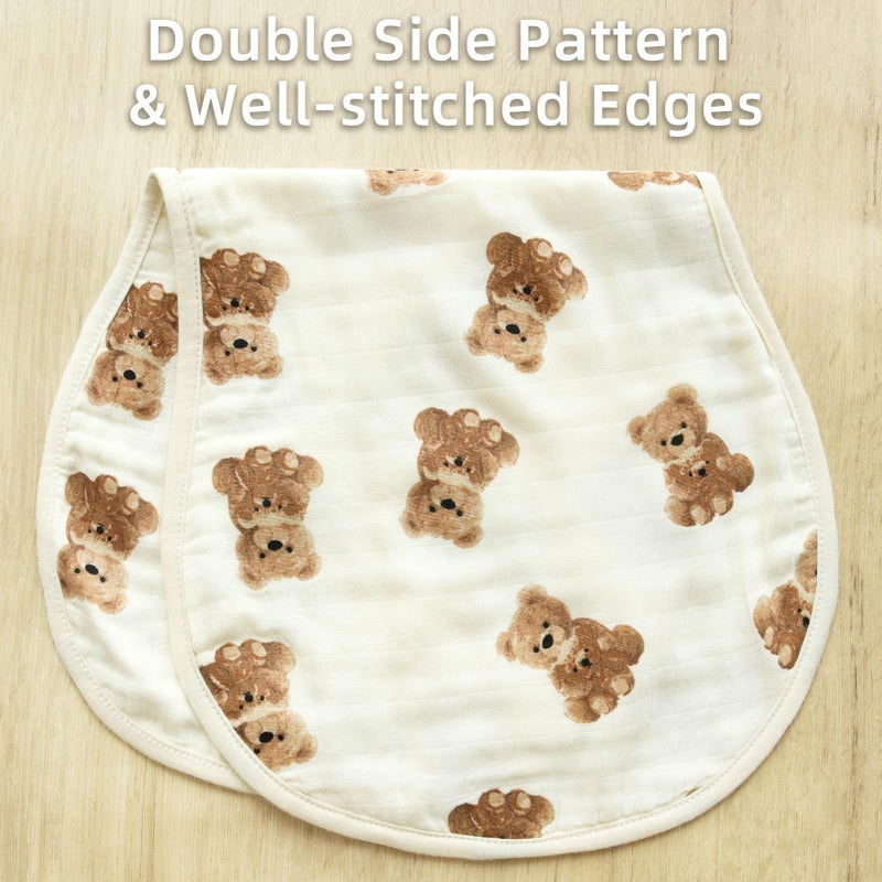 LifeTree Muslin Baby Burp Cloths - 2 Pack 70% Viscose from Bamboo and 30% Cotton Large 22'' by 10'' Absorbent Milk Spit Up Rags - Burping Cloths for Newborn, Girls Boys, Bear and Checkered - Image 5