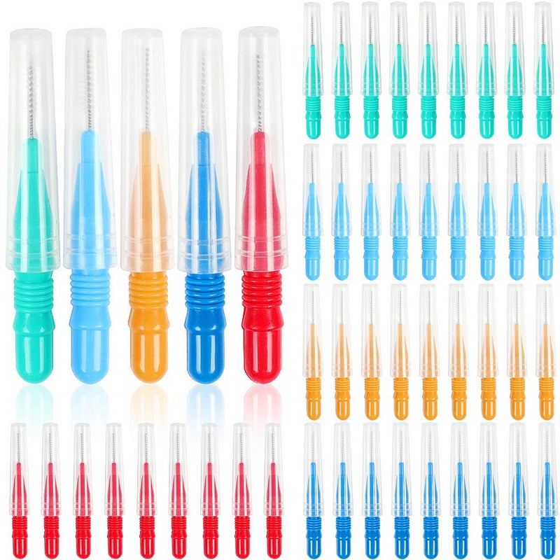 ewinever 50 Count Interdental BrushToothpicks Tooth Flossing Head Oral Dental Hygiene BrushTeeth Cleaner Dental Floss Stick Tooth Cleaning Tool 3 Sizes50PCS