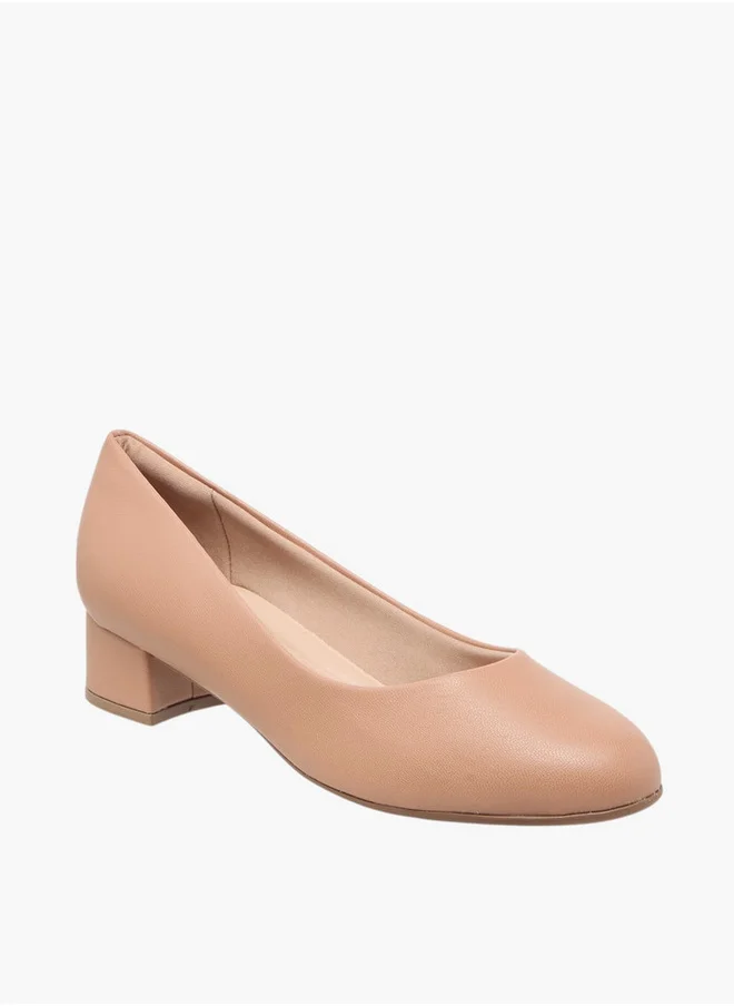 بيكاديللي Women's Solid Slip-On Pumps with Block Heels