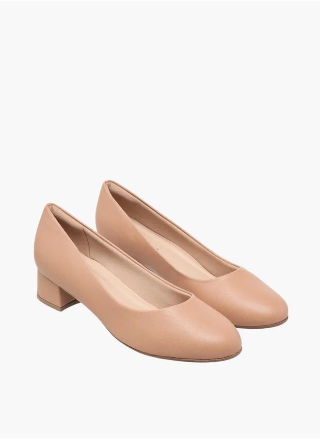 بيكاديللي Women's Solid Slip-On Pumps with Block Heels