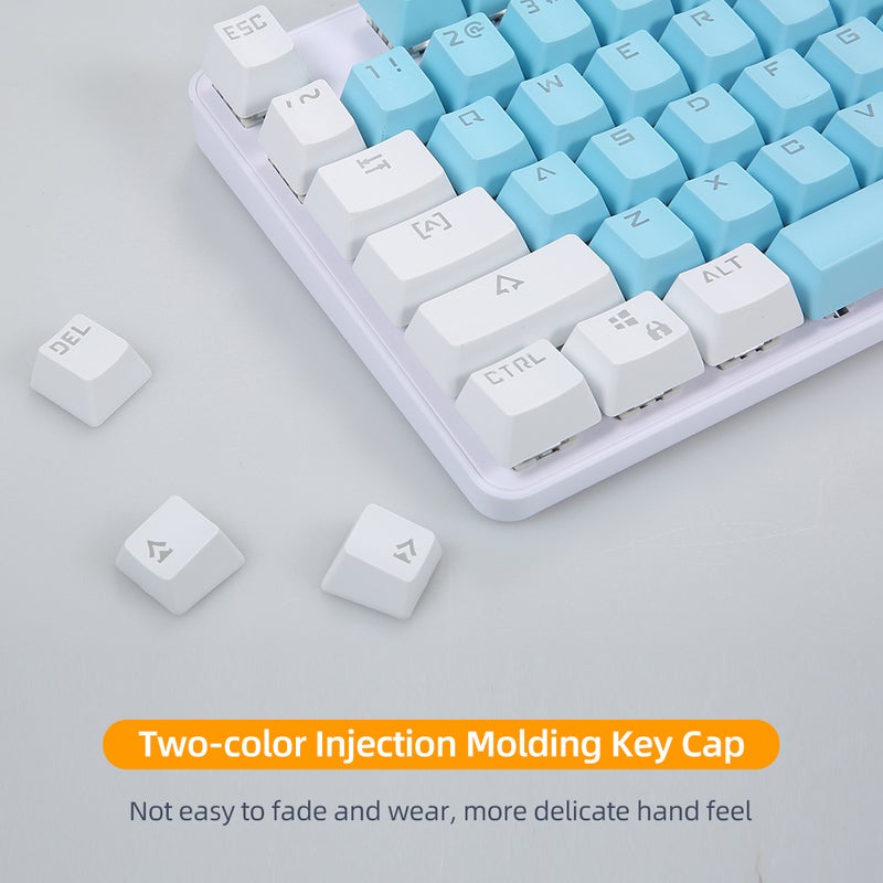 Wired Gaming Keyboard 87 Keys Mixed Light Mechanical Keyboard with Mechanical Blue Switch Suspension Button Blue+White - Image 3