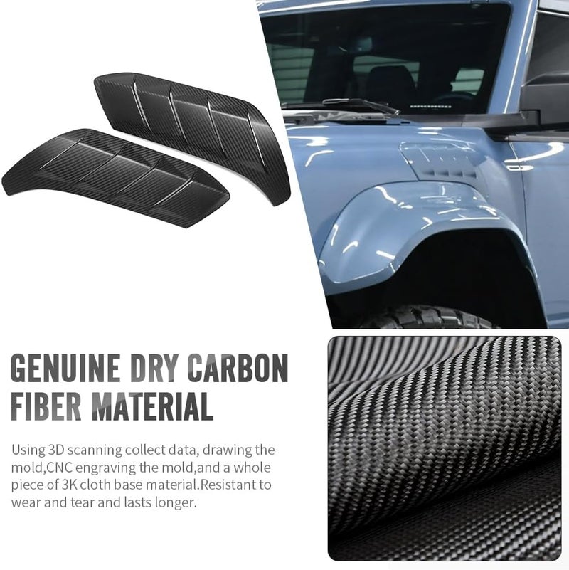 Yipmotiv Fender Side Vent Cover for Bronco U725 Raptor 2021-2024 - Dry Carbon Fiber Air Flow Intake Grille (Matte Carbon) - Image 3