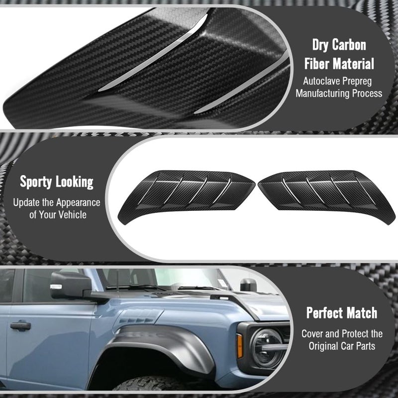 Yipmotiv Fender Side Vent Cover for Bronco U725 Raptor 2021-2024 - Dry Carbon Fiber Air Flow Intake Grille (Matte Carbon) - Image 5