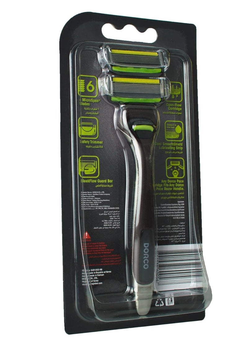 Dorco Pace 6 Pro Razor - 6 Blades - 2 Refills - Image 2