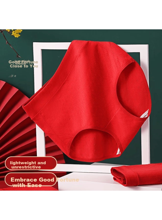 Snowflying Red High-waist Cotton Antibacterial Plus Size Mom's Underwear For The Year Of The Horse - Image 3