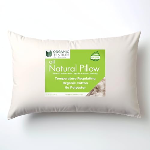 OrganicTextiles Organic Cotton Pillow with Organic Cotton Cover (Queen Size) GOTS Certified, Adjustable Loft, Head and Neck Pain Relief Support, Back Side Stomach Sleepers, Bed Pillow for Sleeping - Image 1