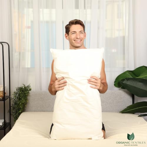 OrganicTextiles Organic Cotton Pillow with Organic Cotton Cover (Queen Size) GOTS Certified, Adjustable Loft, Head and Neck Pain Relief Support, Back Side Stomach Sleepers, Bed Pillow for Sleeping - Image 5