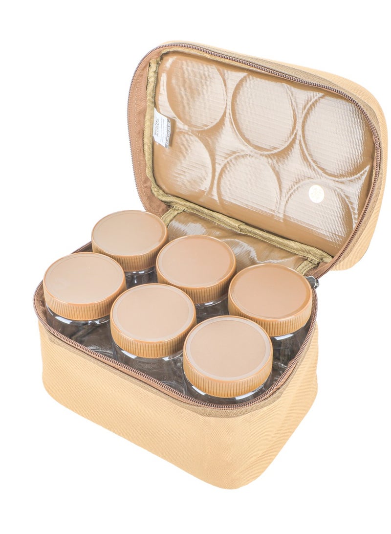 الغافة شنطة علب بهارات ,عدد 6قطع  , سعة 450 ملي, لون كاكي , من  الغافة - Image 1