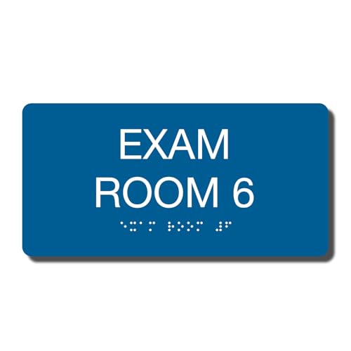 NapTags 8" x 4" ADA Compliant Exam Room Sign - Tactile Grade 2 Braille - Wall or Door Sign (Exam Room 6) - Image 1