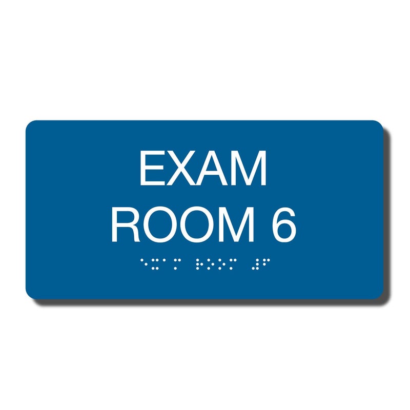 NapTags 8" x 4" ADA Compliant Exam Room Sign - Tactile Grade 2 Braille - Wall or Door Sign (Exam Room 6) - Image 5