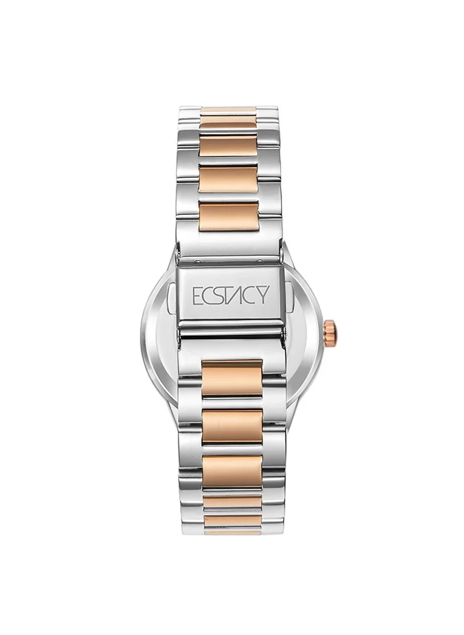 ECSTACY Ecstacy E23613-KBKM Women Multi Function Display Watch & Stainless Steel Strap Two Tone Rose Gold
