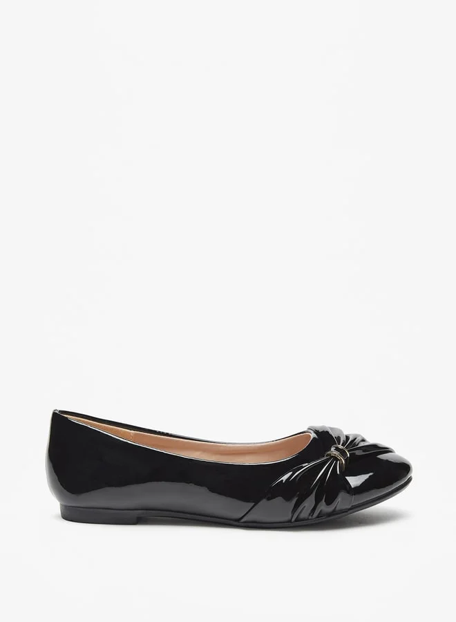 Flora Bella By Shoexpress Girls Solid Slip-On Ballerina Shoes With Bow Accent