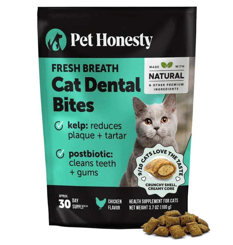 Pet Honesty Fresh Breath Dental Bites for Cats â€“ Crunchy & Creamy Cat Dental Treats for Fresh Breath, Tartar & Plaque Control â€“ Dual-Texture Cat Oral Care Bites for Bright Teeth & Healthy Gums â€“ 30 Day Supply - Image 1