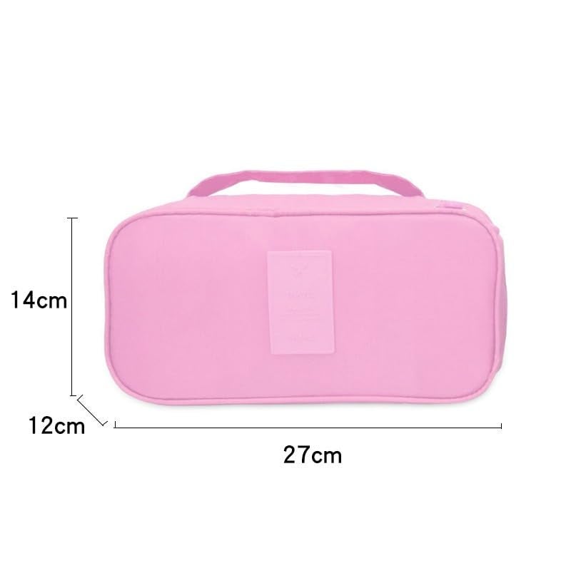 TS WITH TECHSUN Multifunctional Polyester Bra Innerwear Underwear Panties Toiletries Organizer Bag Slide Portable Cosmetics Makeup Lingerie Toiletry Travel Bag Pouch (Light Pink) - Image 3