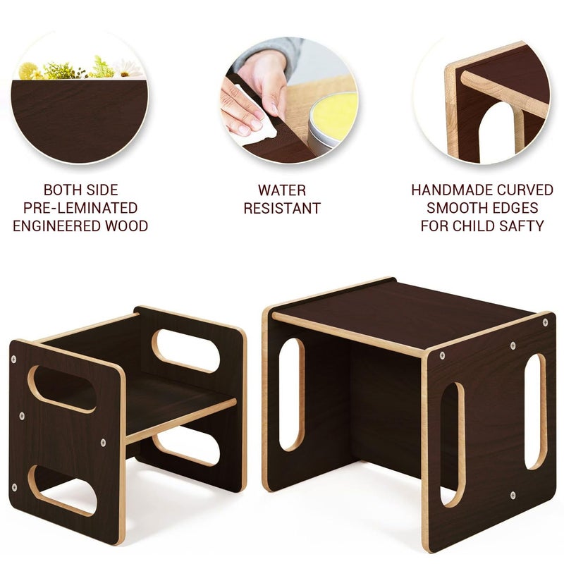 XCSOURCE XSOURCE Wooden Table and Chair Set for Toddlers, Folding Furniture Set, Study Table With Chair Set, Suitable for 2 to 10 Years (Brown) - Image 3