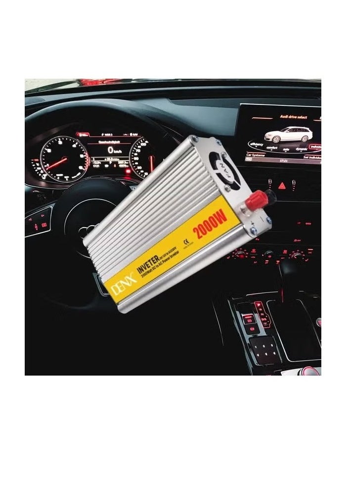 دينكس - محول طاقة DENX DX129 للسيارات بقوة 2000 واط لتحويل التيار من 12 فولت إلى 220 فولت مع منفذ USB وشاحن سريع - Image 1