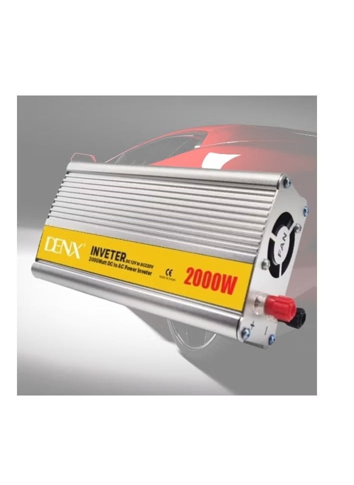 دينكس - محول طاقة DENX DX129 للسيارات بقوة 2000 واط لتحويل التيار من 12 فولت إلى 220 فولت مع منفذ USB وشاحن سريع - Image 1