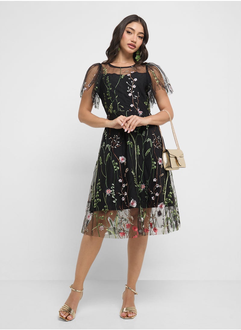 ELLA Floral Embroidered Dress  - Image 4