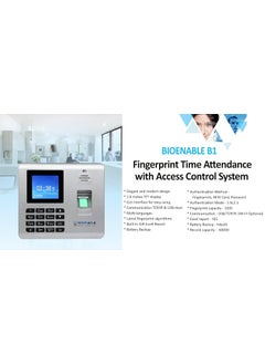 BioEnable BioEnable B1 Biometric Attendance Machine Authentication Way Fingerprint Password Card Fingerprint Capacity 1000 LCD 24 inch Color Display  - Image 5