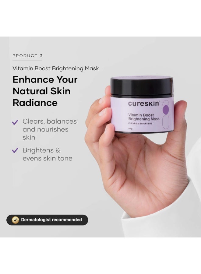 Cureskin 3-in-1 Skin Radiance Kit | Under Eye Gel 15ml + Vitamin Boost D-Tan Mask 50g + Soothing Hydration Gel 17g - Image 2