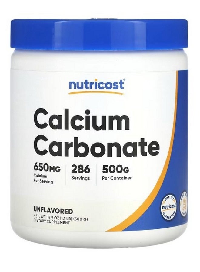 Nutricost كربونات الكالسيوم بدون نكهة 1.1 رطل 500 جرام - Image 1