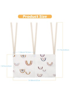 SYOSI SYOSI Hanging Storage Bag for Baby Bedside, Linen Baby Nursery Organizer, Small Baby Crib Organizer Bag with 2 Pockets, Baby Hanging Storage Bag for Bottles, Toys, Diapers and Nipples (Rainbow)  - Image 2