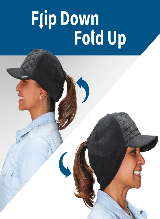 TrailHeads Women's Gift Set - Quilted Winter Ponytail Trucker hat - Quilted Mittens - black (small) - Image 5