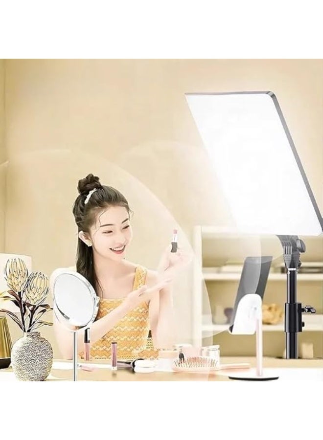 White Soft LED Video Light with Remote Control and 2-Meter Metal Stand – Rectangular Design for Smartphones and Cameras, Ideal for YouTube Videos - Image 4