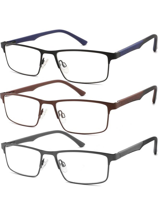 READITEASY 3 Pack Reading Glasses 2.5 Men Blue Light Blocking, Readers Men with Spring Hinge Reduce Eyestrain/UV/Dryness, Mens Reading Glasses 2.5+ - Image 1